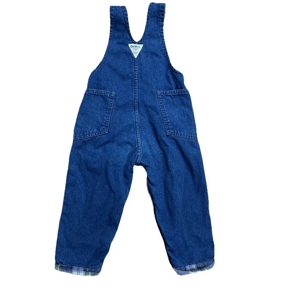 VTG 90s OshKosh B'Gosh Unisex Toddler 4T‎ Denim Overalls Vestbak Lined USA Made